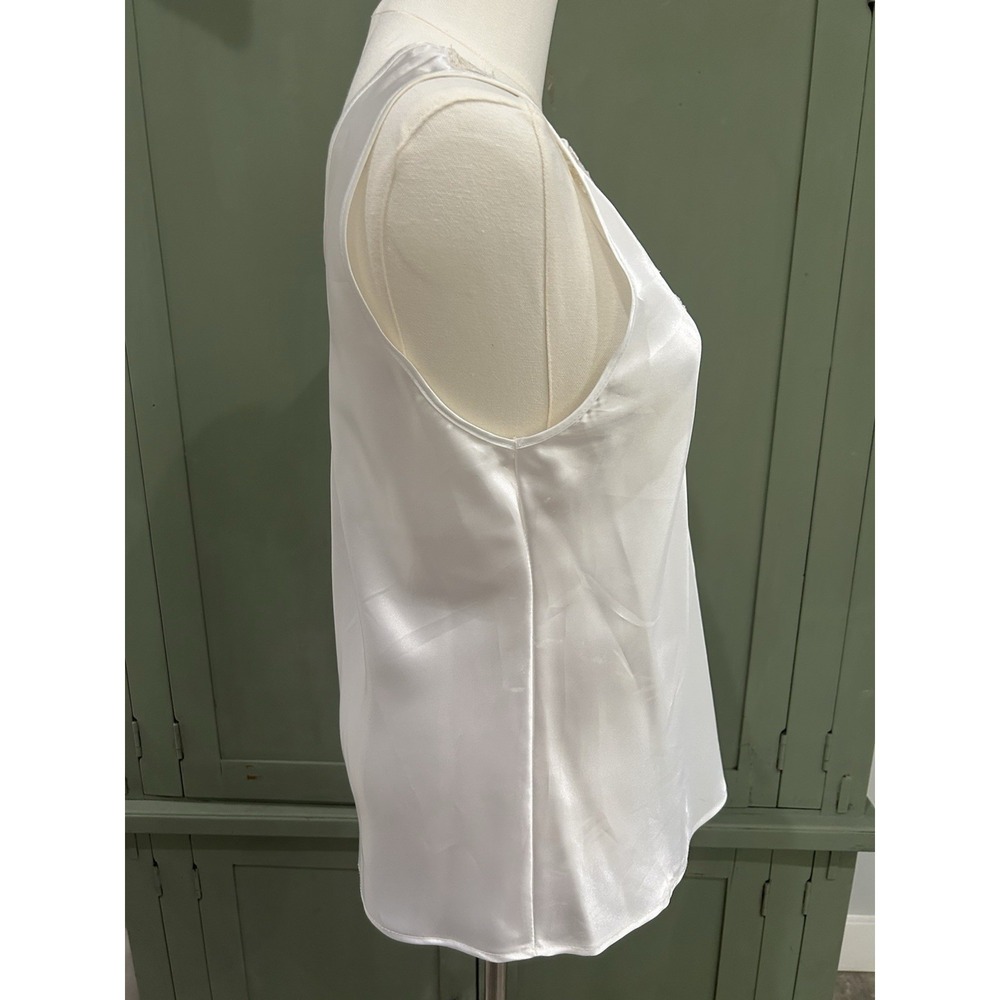 Vintage USA Womens White Satin Top‎ Size M Crochet Lace Fairy Romantic Coquette - Picture 8 of 13